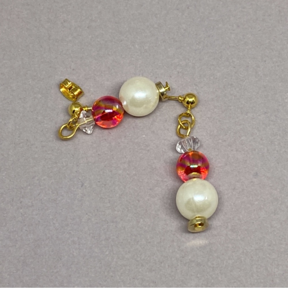 Handmade Red Pearl Earrings NEW